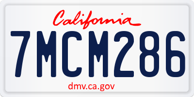 CA license plate 7MCM286