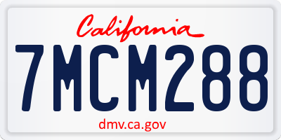 CA license plate 7MCM288