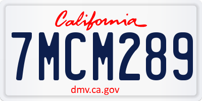 CA license plate 7MCM289