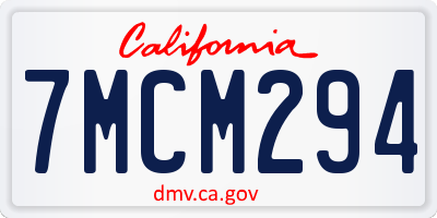 CA license plate 7MCM294