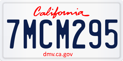 CA license plate 7MCM295
