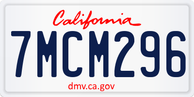 CA license plate 7MCM296