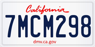CA license plate 7MCM298