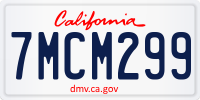 CA license plate 7MCM299