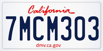 CA license plate 7MCM303