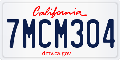 CA license plate 7MCM304