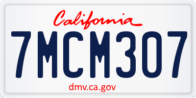 CA license plate 7MCM307