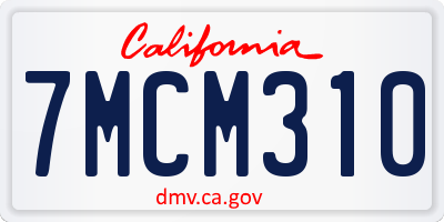 CA license plate 7MCM310