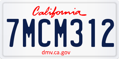 CA license plate 7MCM312