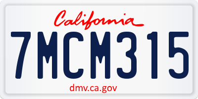 CA license plate 7MCM315