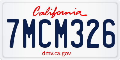 CA license plate 7MCM326