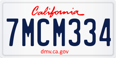 CA license plate 7MCM334