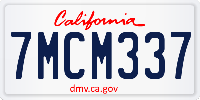 CA license plate 7MCM337