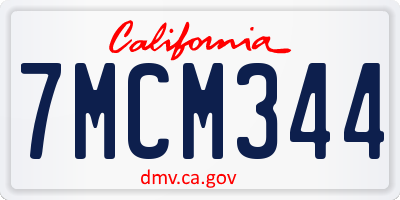 CA license plate 7MCM344