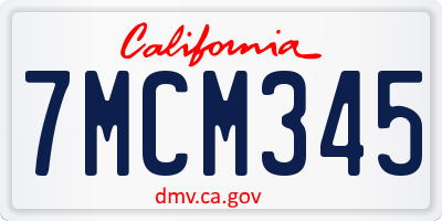 CA license plate 7MCM345