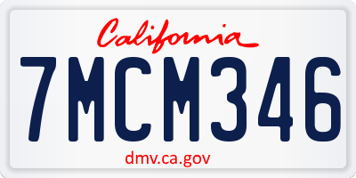 CA license plate 7MCM346
