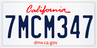 CA license plate 7MCM347