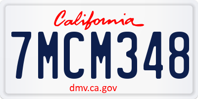 CA license plate 7MCM348