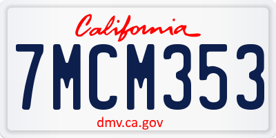 CA license plate 7MCM353