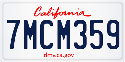 CA license plate 7MCM359