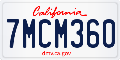 CA license plate 7MCM360