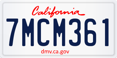 CA license plate 7MCM361