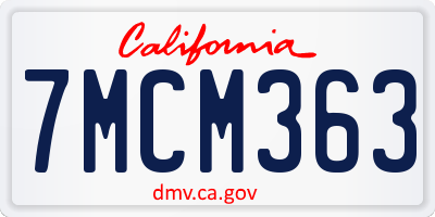 CA license plate 7MCM363