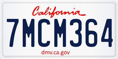CA license plate 7MCM364