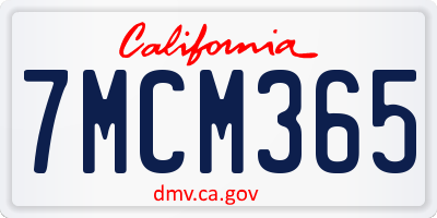 CA license plate 7MCM365