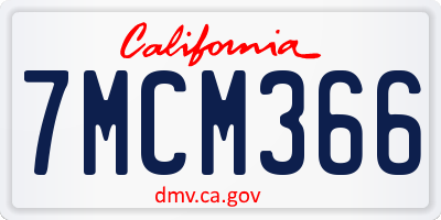 CA license plate 7MCM366