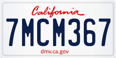 CA license plate 7MCM367
