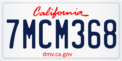 CA license plate 7MCM368