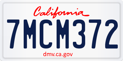 CA license plate 7MCM372