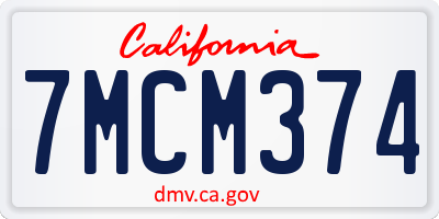 CA license plate 7MCM374