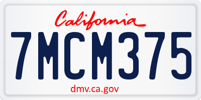 CA license plate 7MCM375