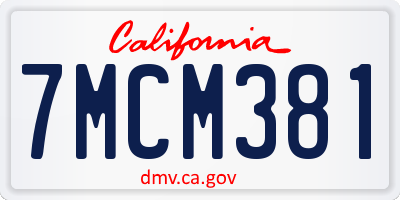CA license plate 7MCM381