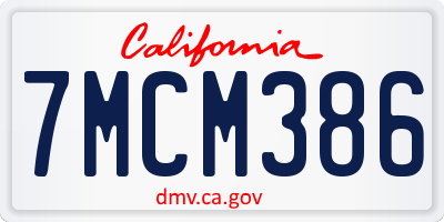 CA license plate 7MCM386