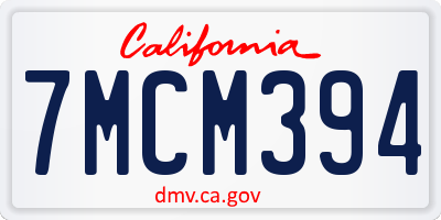 CA license plate 7MCM394