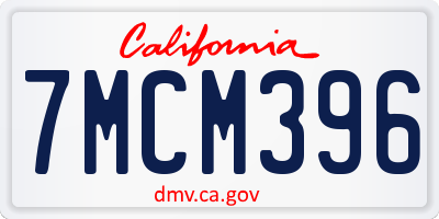 CA license plate 7MCM396