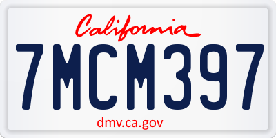 CA license plate 7MCM397