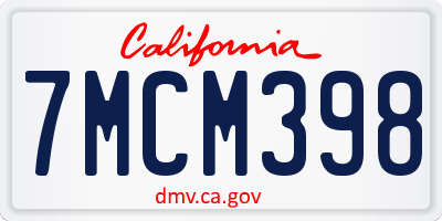 CA license plate 7MCM398