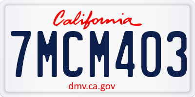 CA license plate 7MCM403