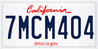 CA license plate 7MCM404