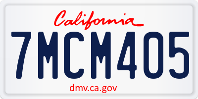 CA license plate 7MCM405