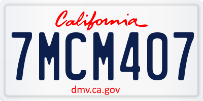 CA license plate 7MCM407
