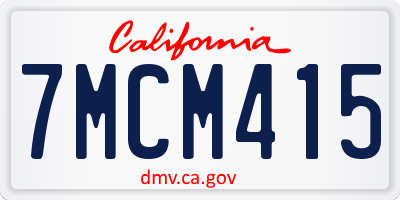 CA license plate 7MCM415