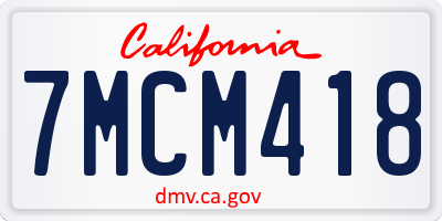 CA license plate 7MCM418
