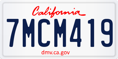 CA license plate 7MCM419