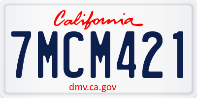 CA license plate 7MCM421