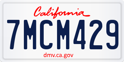 CA license plate 7MCM429